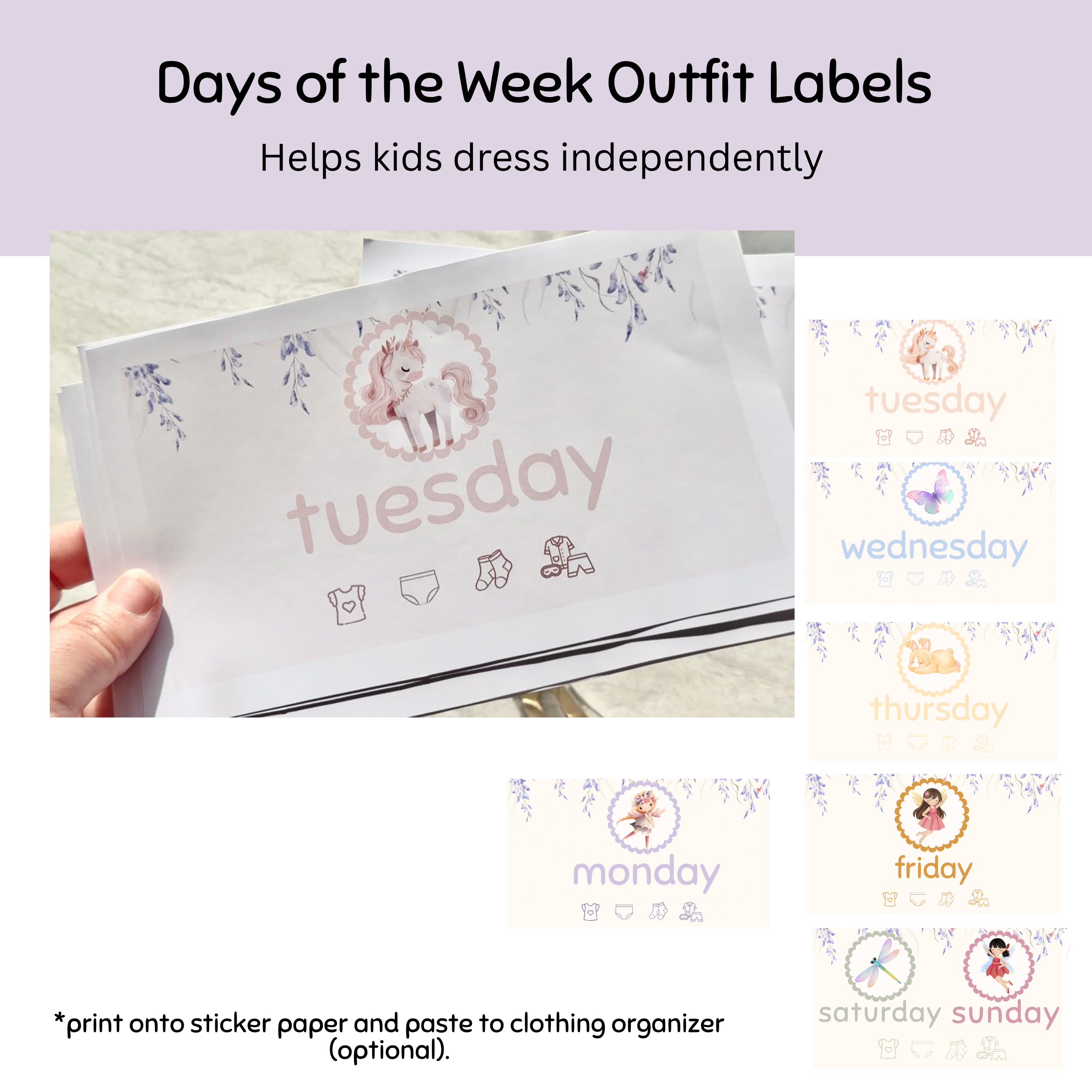 Kids Visual Routine Schedule Bundle | Fairy Routine Charts, Days of the Week, Weekly Planner & Outfit Labels