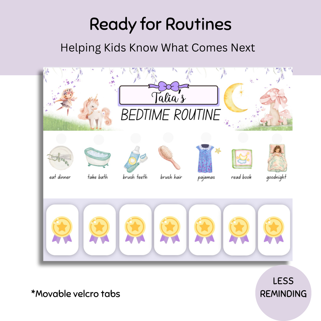 Kids Visual Routine Schedule Bundle | Fairy Routine Charts, Days of the Week, Weekly Planner & Outfit Labels