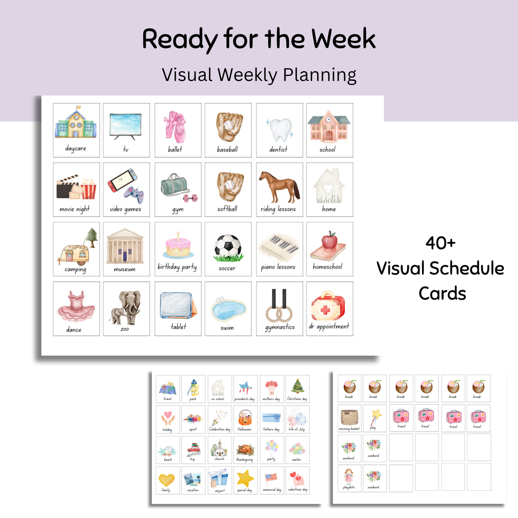 Kids Visual Routine Schedule Bundle | Fairy Routine Charts, Days of the Week, Weekly Planner & Outfit Labels