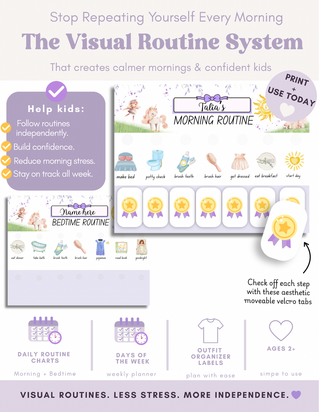 Kids Morning Routine Bundle
Visual Schedule for Independent Mornings (Ages 2–7)